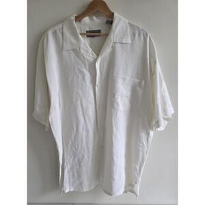 Estate Men's Linen Camp Short Sleeve Button Up Shirt Cream Size XL